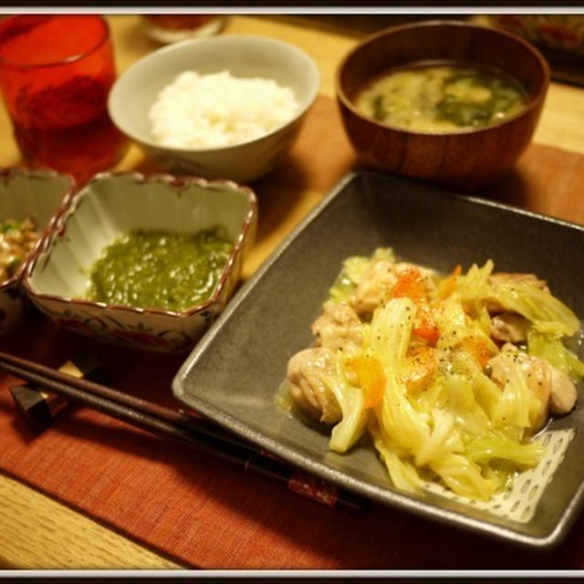 鶏とキャベツの塩ダレとか鼻づまりとか。Sauteed chicken and ...