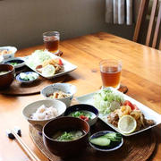 レモン風味、豚肉の生姜焼き・献立。おからの煮物。
