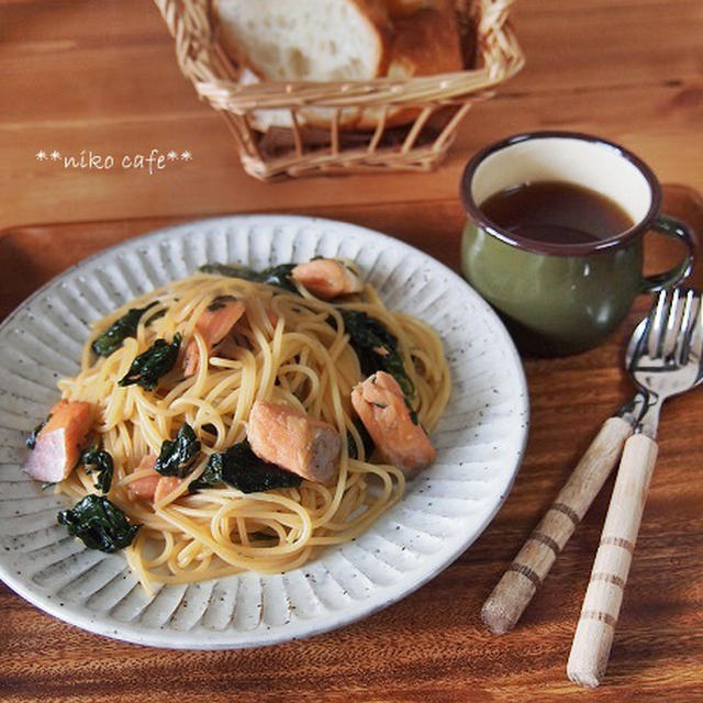 鮭とほうれん草の和風パスタdeランチ By Nikoさん レシピブログ 料理ブログのレシピ満載