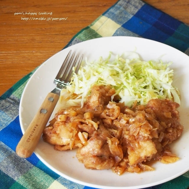 甘酢タレ で 唐揚げ。
