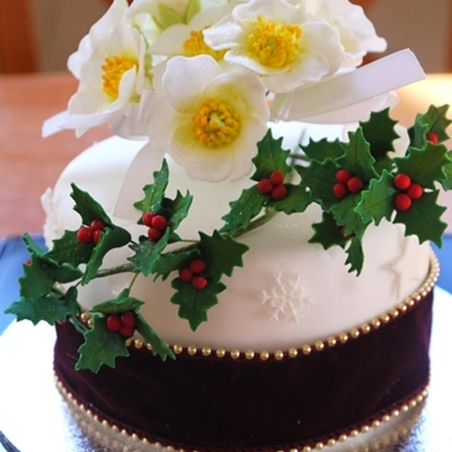 シュガークラフト*ダミーケーキでクリスマスローズ完成♪
