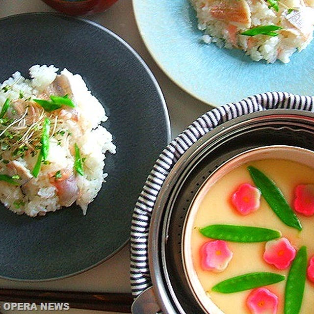 僕の特製小鯛のちらし寿司と桜麩茶碗蒸し