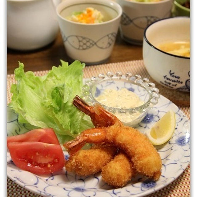 えびフライとオニオングラタンスープ