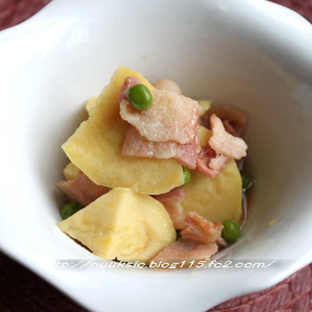 レンジで！さつま芋とベーコンの旨煮