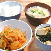 【めんつゆで】鶏だんごの甘酢あんとわかめの煮物定食
