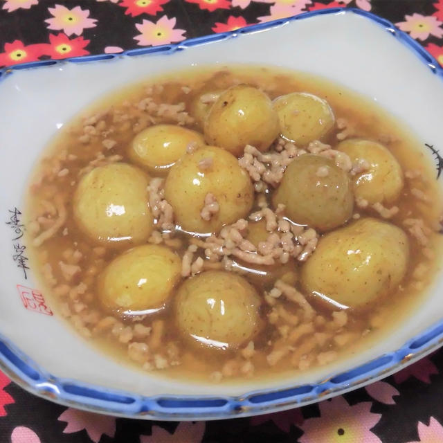 晴れました　　ベビーポテトのあんかけ