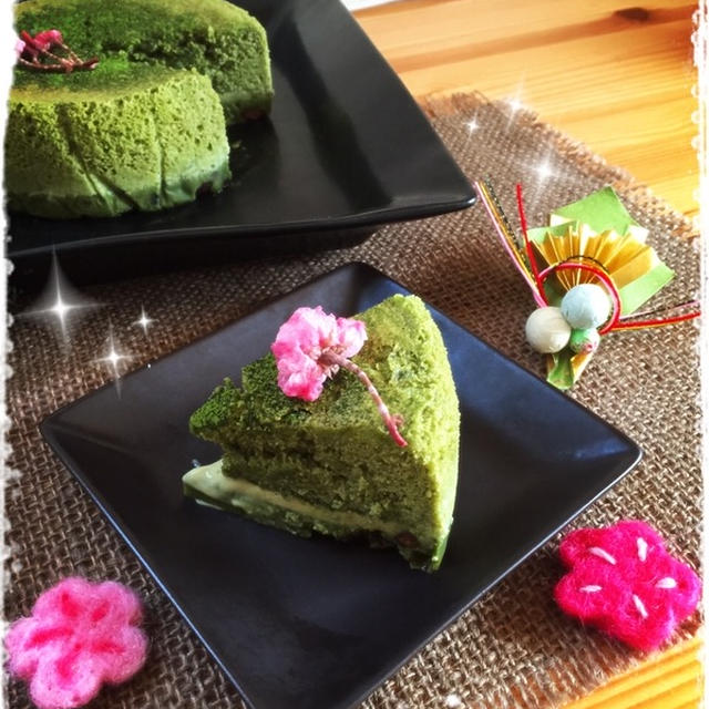 今日はひなまつり、です！！　～抹茶のマジックケーキ～