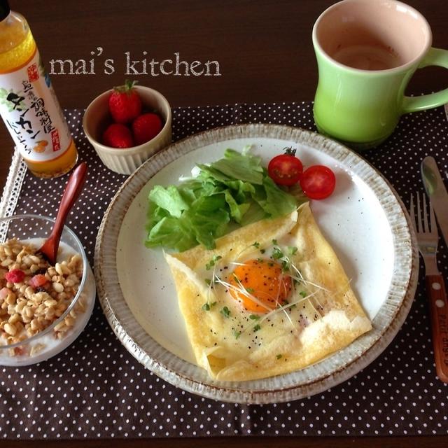 ベーコンエッグチーズのガレットde幸せモーニングプレート♡