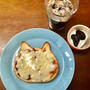 ねこねこ食パン　　ピザトーストとアイスコーヒー