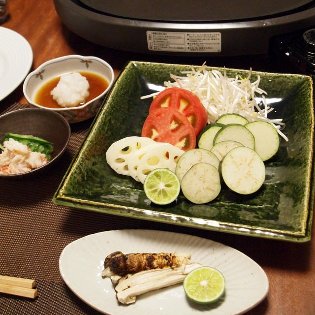 焼き野菜とお好み焼き