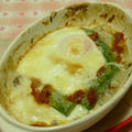 アスパラ目玉焼き－オーブントースターで簡単！