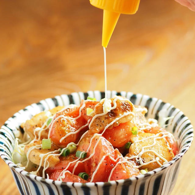 メシ通！「鶏むね肉とトマトのしょうが焼き丼」