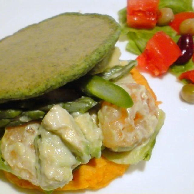 ＊野菜のパンケーキを使って☆カラフルパンケーキサンド＊