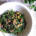 【野菜で肌のグレードUP】『おかひじきともち麦とお豆の生姜醤油サラダ』美肌レシピ