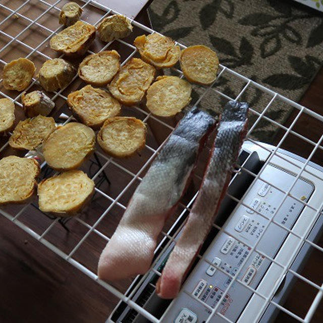 除湿機で塩鮭作ったー