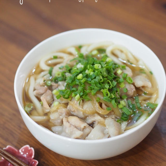 簡単♡レンジで作る肉うどん♡