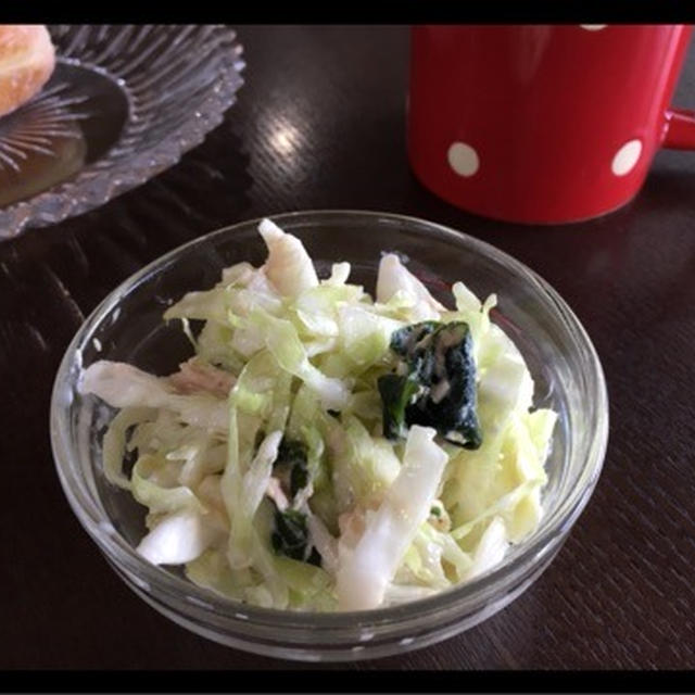 わかめスープで　キャベツとツナのマヨサラダ