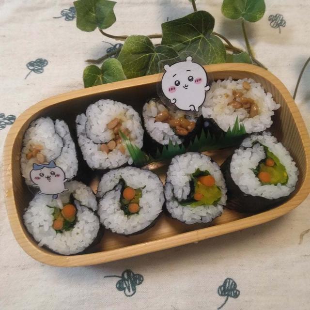 納豆巻きとお新香巻き弁当〖海苔巻き弁当〗 #平日お昼ご飯はお弁当or外食
