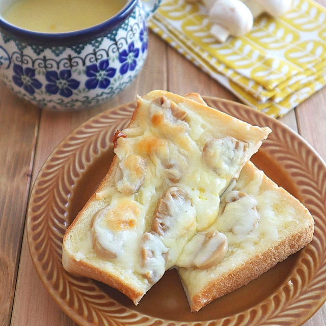 【#冷凍作りおきトースト】マッシュルームのガーリックバタートースト
