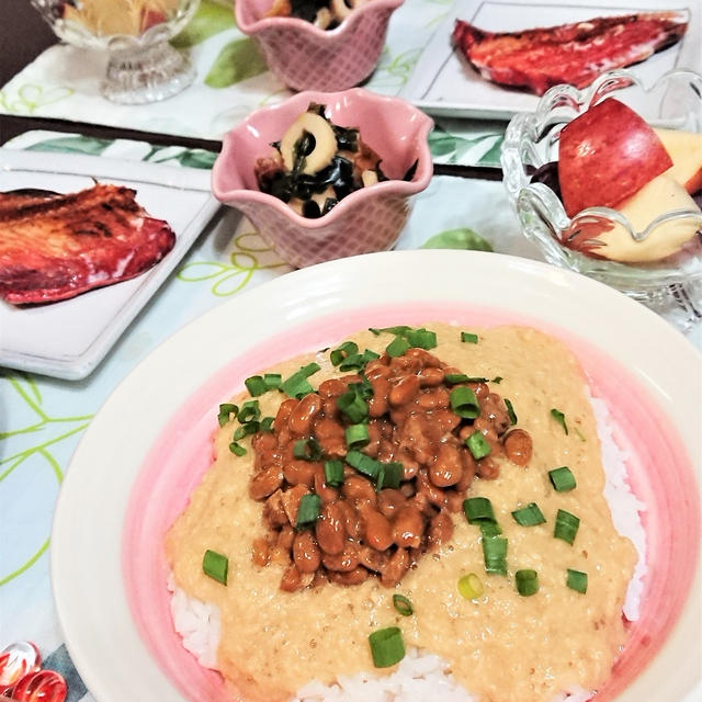 【おうちごはん】帰りが遅くなっても！何とかなる丼！【ネバトロ栄養満点丼de夕食】。