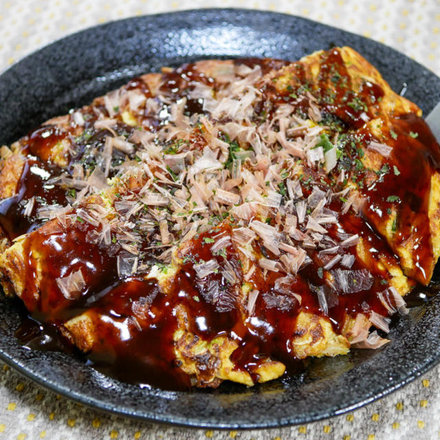 お好み焼きのような玉子焼きのような&「山わさび塩焼きそば」