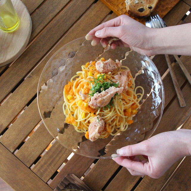 焼きたらことコーンクリームパスタ（レシピあり）
