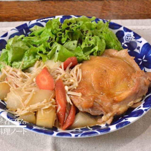 鶏肉の照り焼きステーキと野菜のプレート