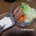 蒸し野菜とソーセージのホットサラダ