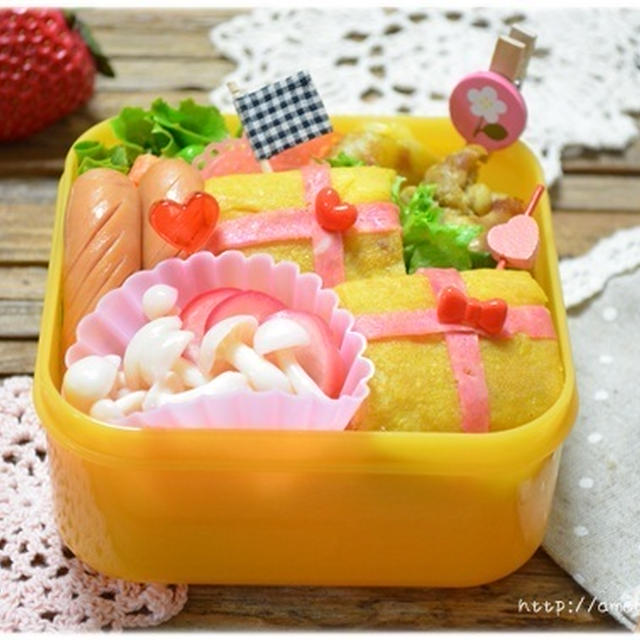 バレンタイン仕様★豚こま団子のカレーチーズ焼き弁当☆