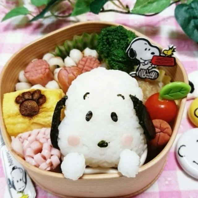 　スヌーピーおにぎり弁当【わっぱ弁当箱】#平日お昼ご飯はお弁当or外食