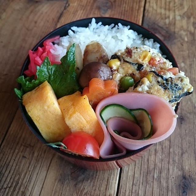 お豆腐とひじきのハンバーグ弁当♪