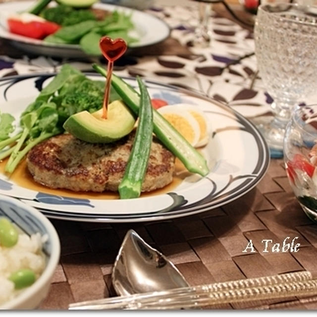 アボカドハンバーグ＆枝豆とコーンごはん♪