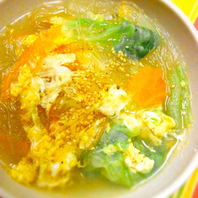 卵と春雨の中華スープ♪