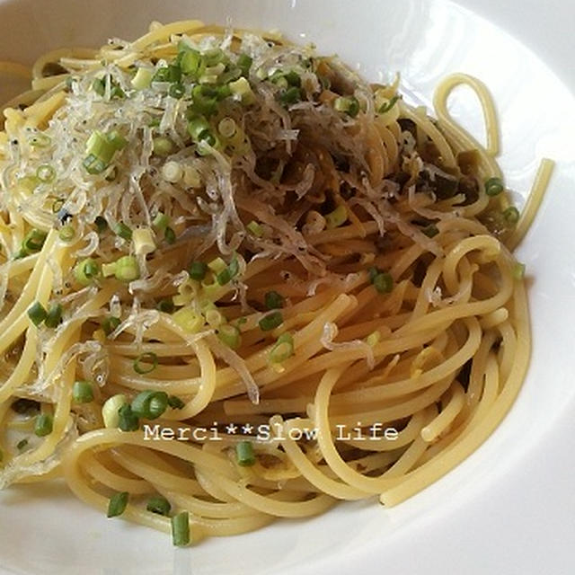 カリカリじゃこと高菜のパスタ　
