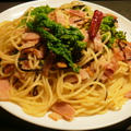 菜の花と塩昆布のパスタ