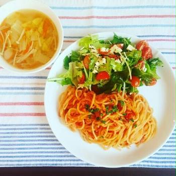 蟹クリームトマトパスタdeワンプレートランチ