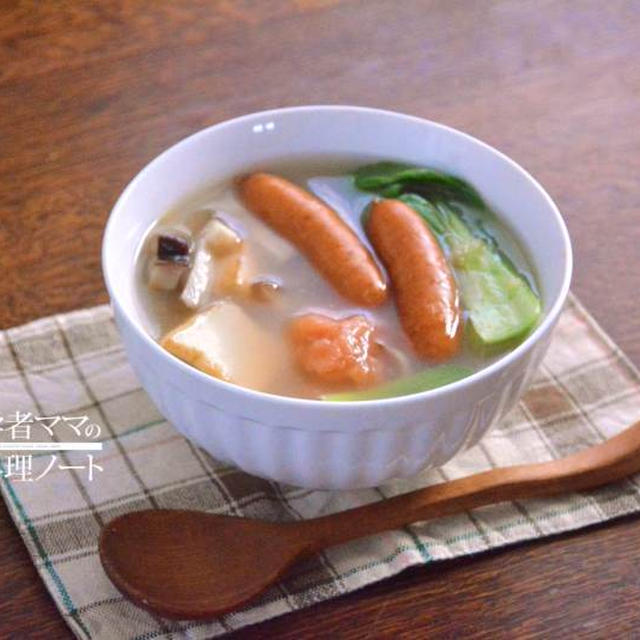 トマトすいとんの生姜スープで朝ごはん