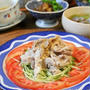 豚しゃぶのバンバンジー。晩ごはん。