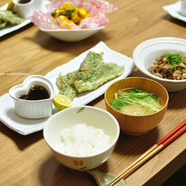 太刀魚天と牛蒡と蓮根の肉みそ炒め、カクテルアワードとその翌日のお仕事は♪