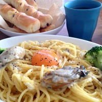 アヒージョのリメイク♪お昼ご飯。