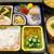 ばくだん定食!!　(レシピは小松菜と油揚げの生姜煮びたし)