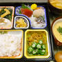 ばくだん定食!!　(レシピは小松菜と油揚げの生姜煮びたし)
