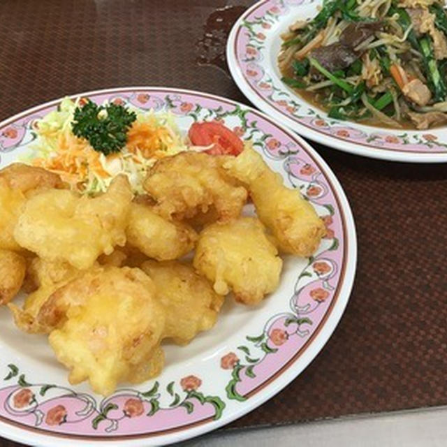 王将でちょいと贅沢して「エビ天」