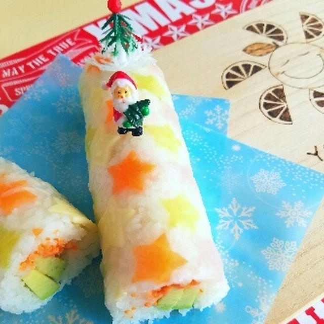 クリスマスロール♪デコ巻き寿司♪