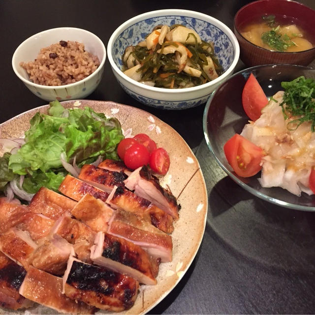 【昨日の晩ごはん☆焼くだけ簡単！鶏もも肉のみそ漬け焼き】
