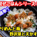 【レシピ】簡単混ぜごはん！ちりめんと梅と野沢菜と天かす！