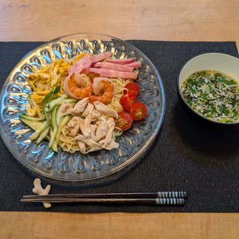 冷やし中華の昼食・玉子サンドの朝食♪