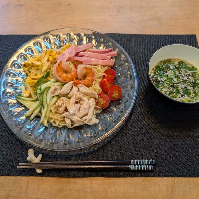 冷やし中華の昼食・玉子サンドの朝食♪