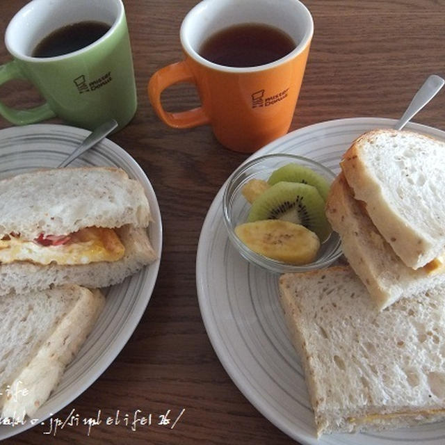 今朝の朝ごはん☆シンプルなたまごサンド♡