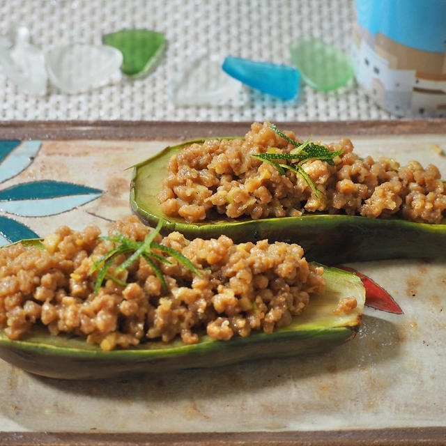 オリーブオイルかけてみた102トロ茄子の大豆ミート味噌田楽